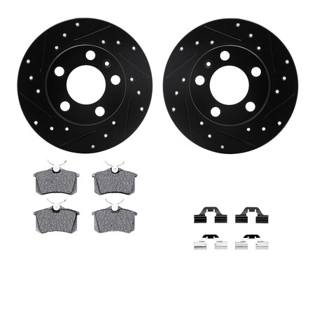 Dynamic Friction Co 8512-74034, Rotors-Drilled and Slotted-Black w/ 5000 Advanced Brake Pads incl. Hardware, Zinc Coated 8512-74034